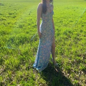 Blue sparkly prom dress